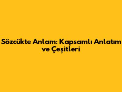 Sözcükte Anlam: Kapsamlı Anlatım ve Çeşitleri