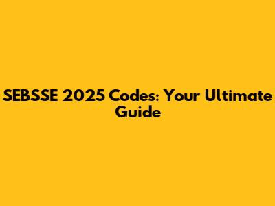 SEBSSE 2025 Codes: Your Ultimate Guide