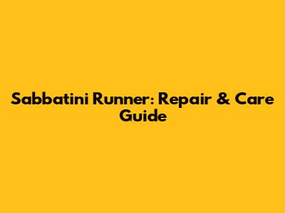 Sabbatini Runner: Repair & Care Guide