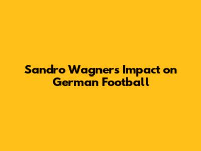 Sandro Wagner's Impact on German Football