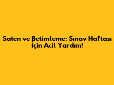 Saten ve Betimleme: Sınav Haftası İçin Acil Yardım!