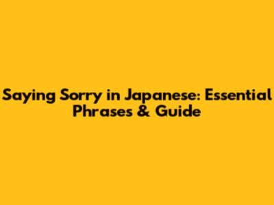 Saying Sorry in Japanese: Essential Phrases & Guide