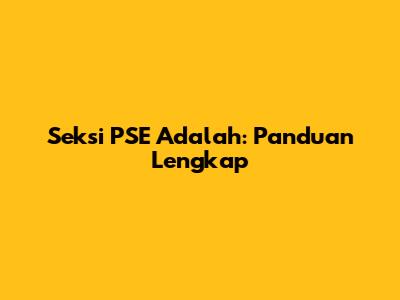 Seksi PSE Adalah: Panduan Lengkap