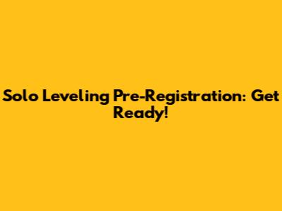 Solo Leveling Pre-Registration: Get Ready!