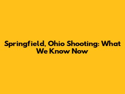 Springfield, Ohio Shooting: What We Know Now