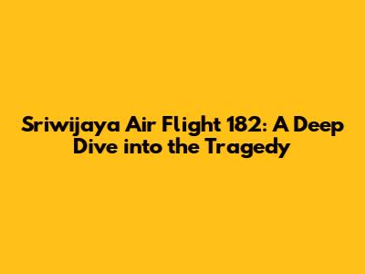 Sriwijaya Air Flight 182: A Deep Dive into the Tragedy