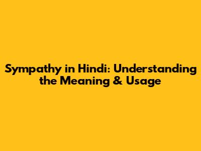 Sympathy in Hindi: Understanding the Meaning & Usage