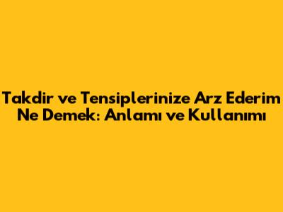 Takdir ve Tensiplerinize Arz Ederim Ne Demek: Anlamı ve Kullanımı