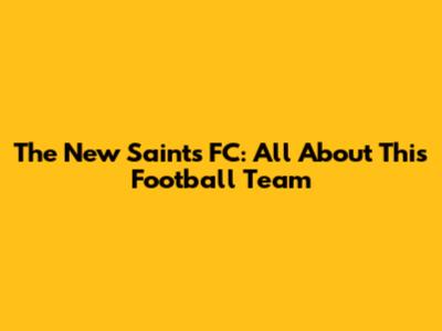 The New Saints FC: All About This Football Team