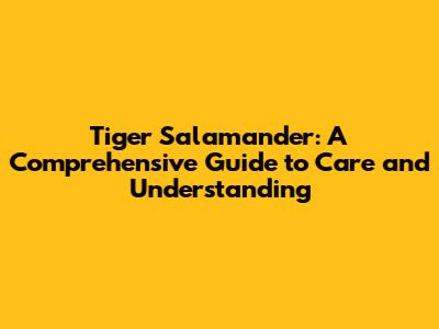 Tiger Salamander: A Comprehensive Guide to Care and Understanding