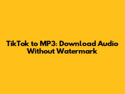 TikTok to MP3: Download Audio Without Watermark