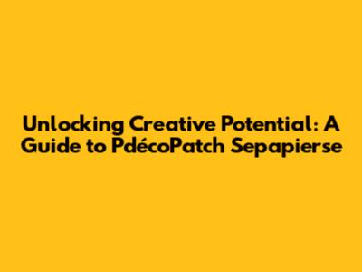 Unlocking Creative Potential: A Guide to P'décoPatch Sepapierse