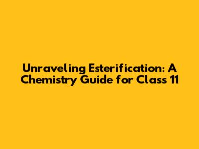 Unraveling Esterification: A Chemistry Guide for Class 11