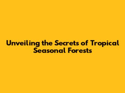 Unveiling the Secrets of Tropical Seasonal Forests