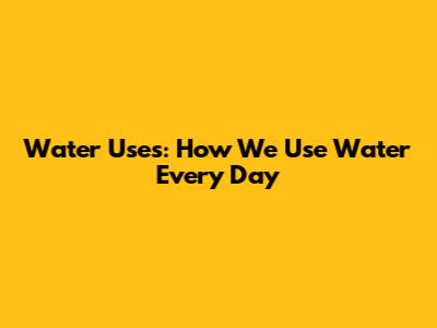 Water Uses: How We Use Water Every Day