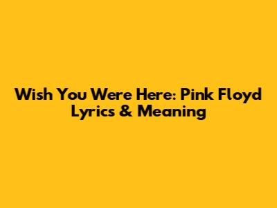 Wish You Were Here: Pink Floyd Lyrics & Meaning